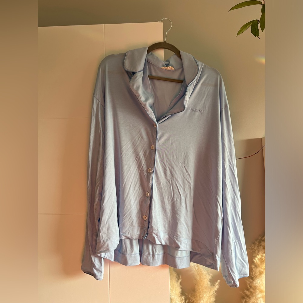 Djerf Avenue Go Slow PJ Shirt Blue - XXL